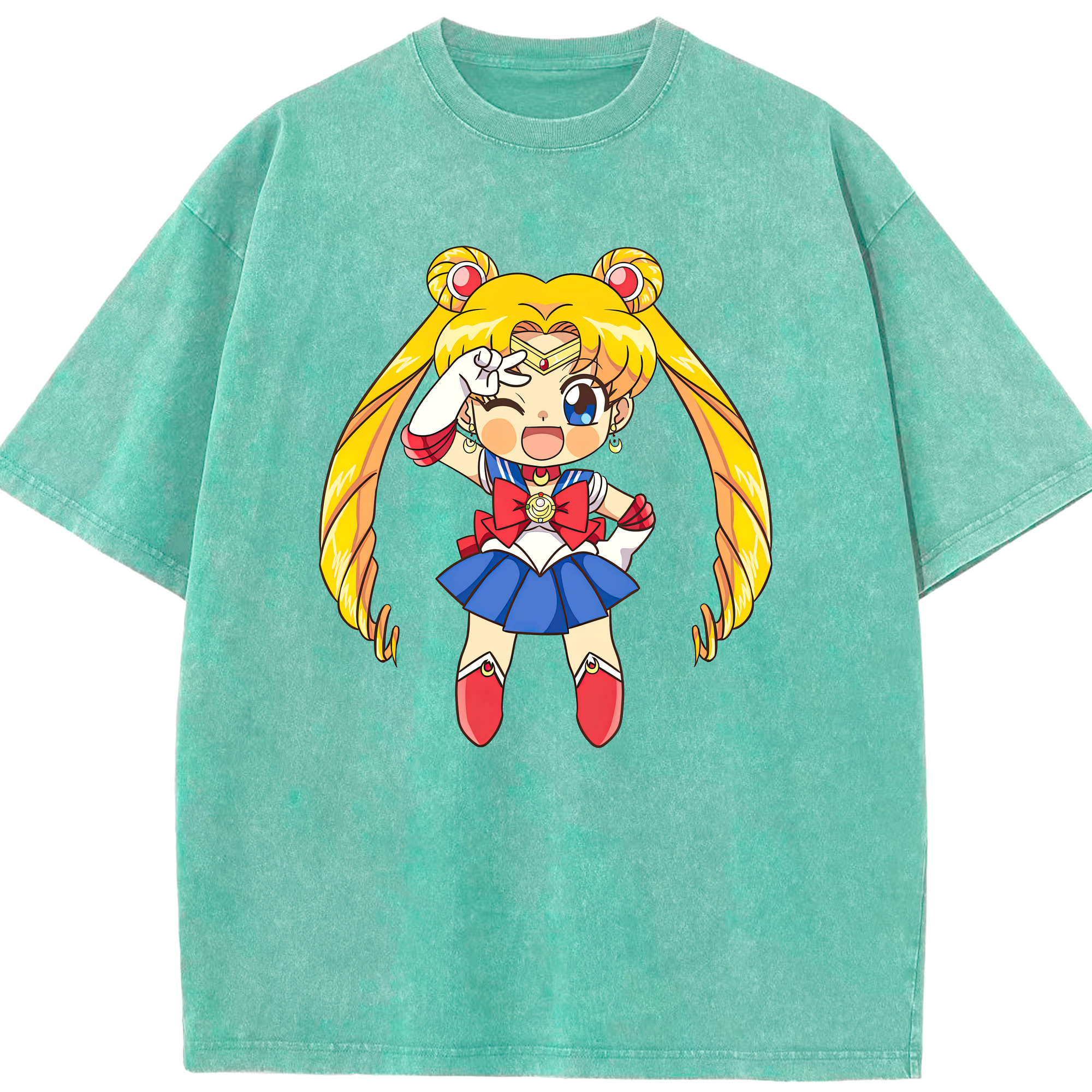 （画像用） 美少女戦士セーラームーン 月野 うさぎ つきの うさぎ Sailor Moon Tsukino Usagi 綿100% ヴィンテージ風 半袖Tシャツ（フロントプリント）